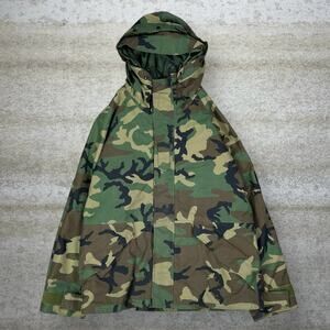 Vintage Military Woodland Camo Jacket Cold Weather Parka Large Regular 90s